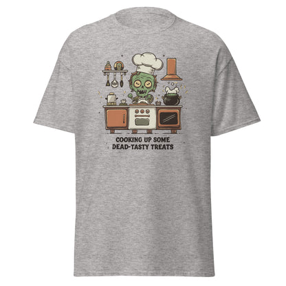 Unisex classic tee "Zombie Cooking Up Some Dead-Tasty Treats"