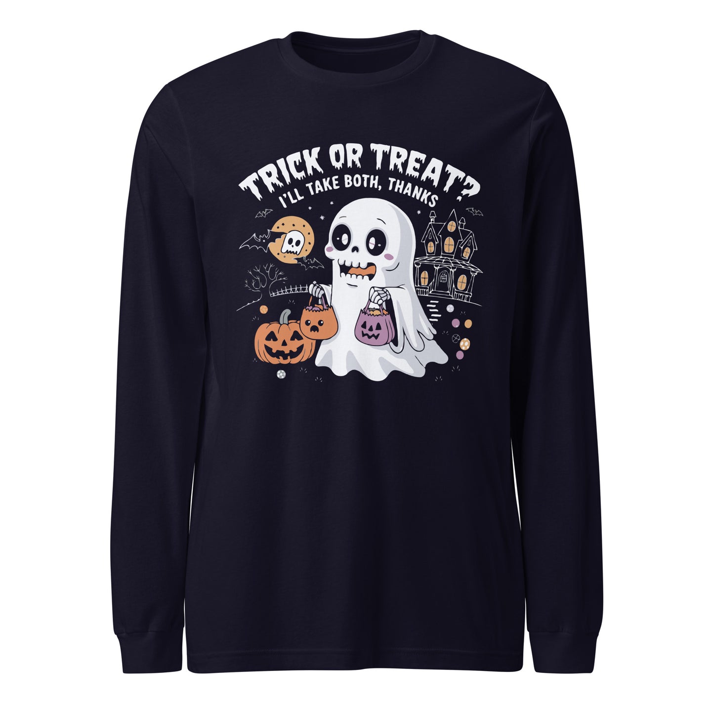 Unisex Long Sleeve Tee "Cute Trick Or Treats Halloween Design"