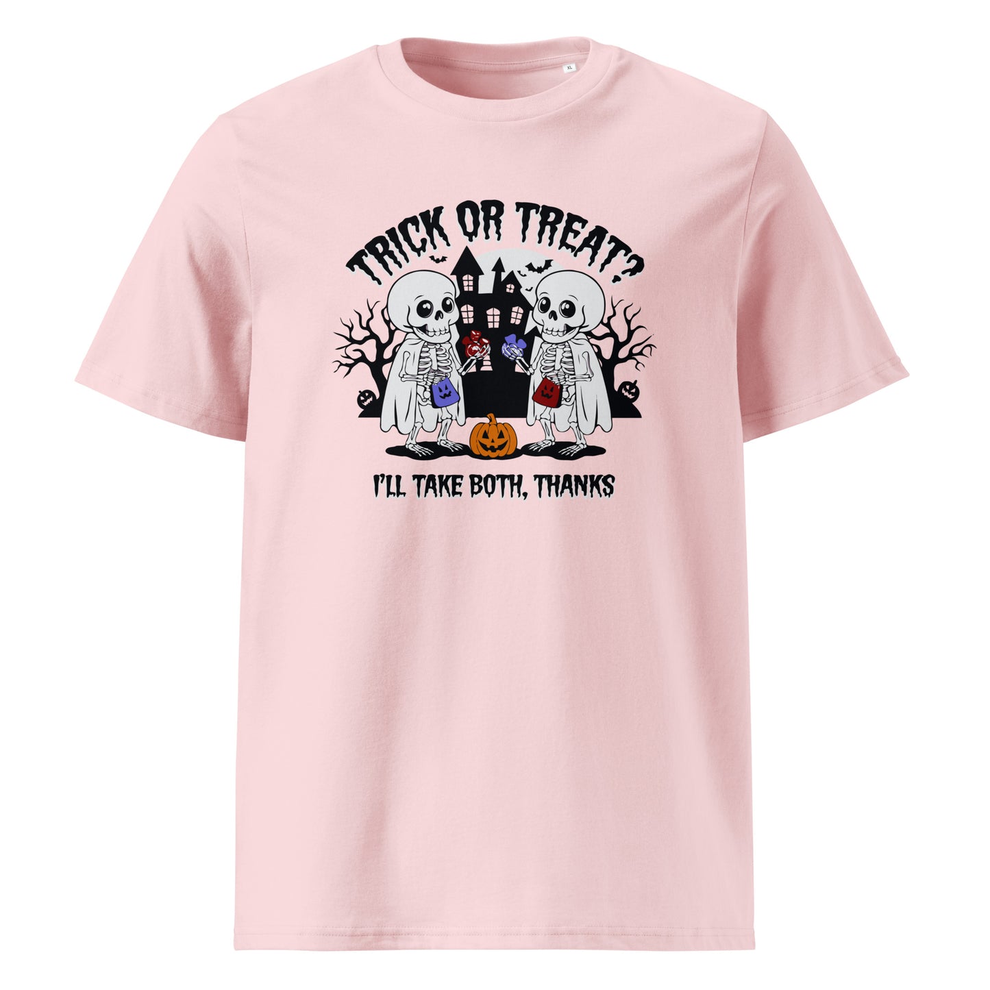 Unisex organic cotton t-shirt "Trick or treat, i'll take bot, thanks"