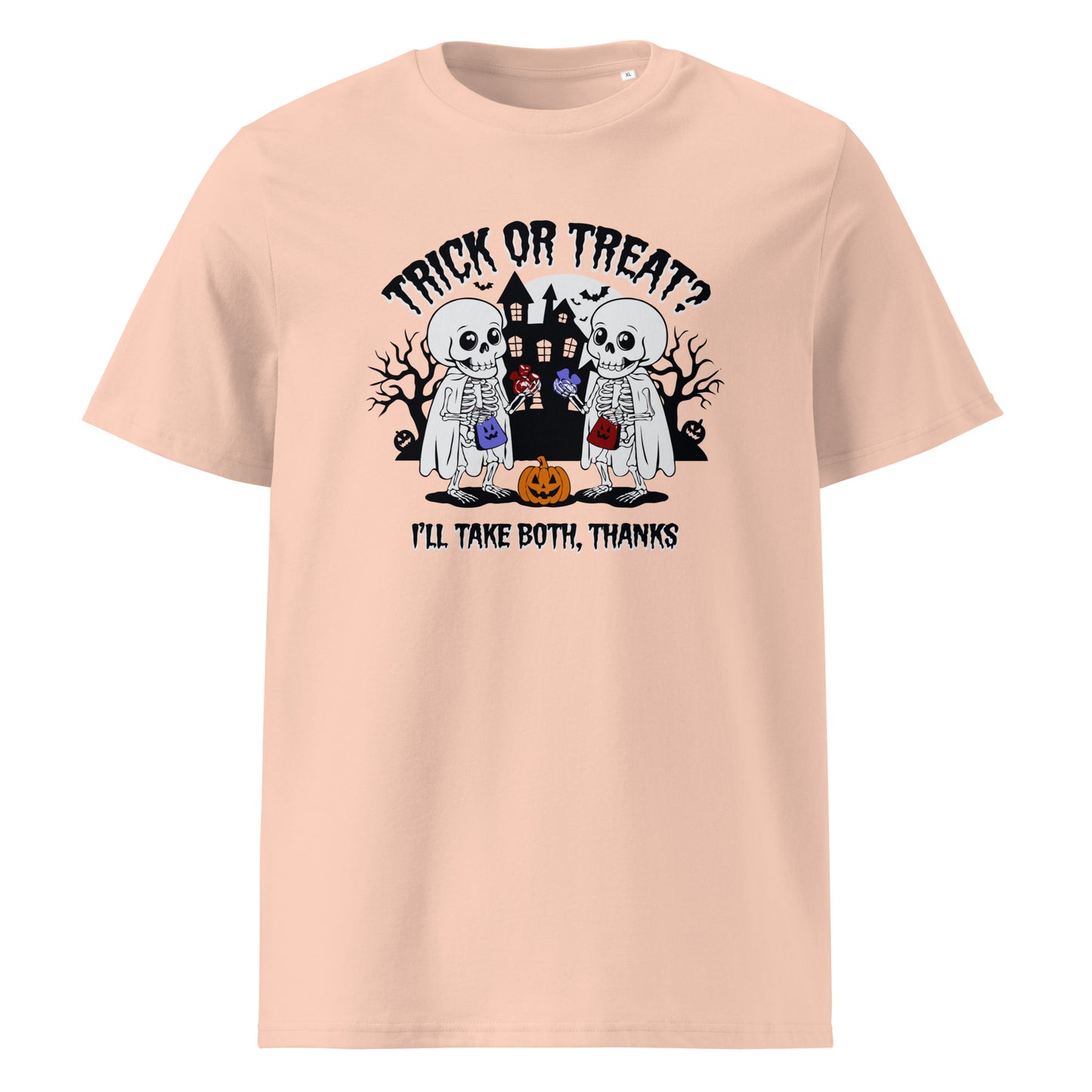 Unisex organic cotton t-shirt "Trick or treat, i'll take bot, thanks"