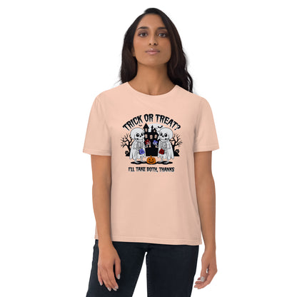 Unisex organic cotton t-shirt "Trick or treat, i'll take bot, thanks"