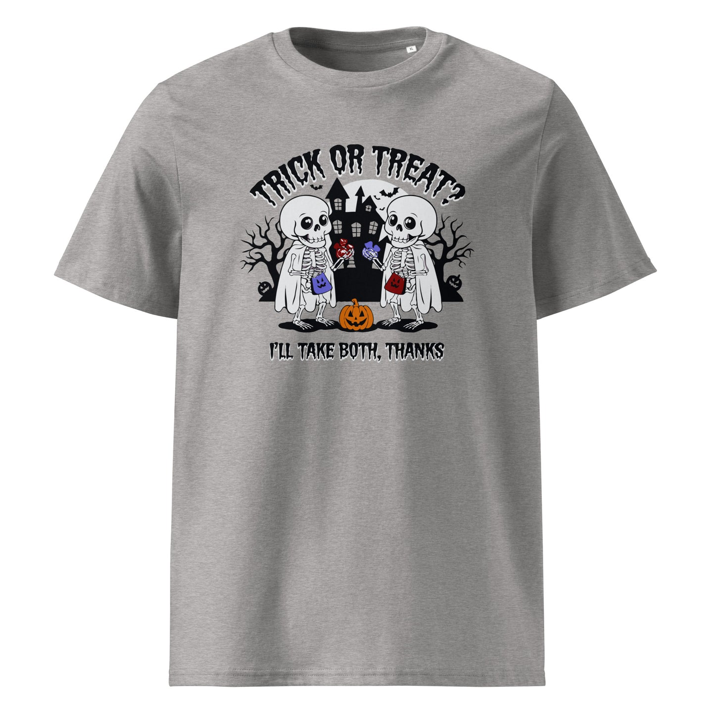 Unisex organic cotton t-shirt "Trick or treat, i'll take bot, thanks"