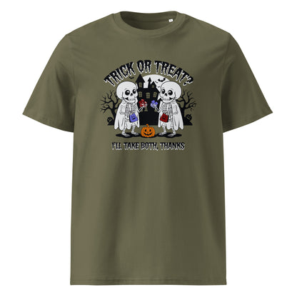 Unisex organic cotton t-shirt "Trick or treat, i'll take bot, thanks"