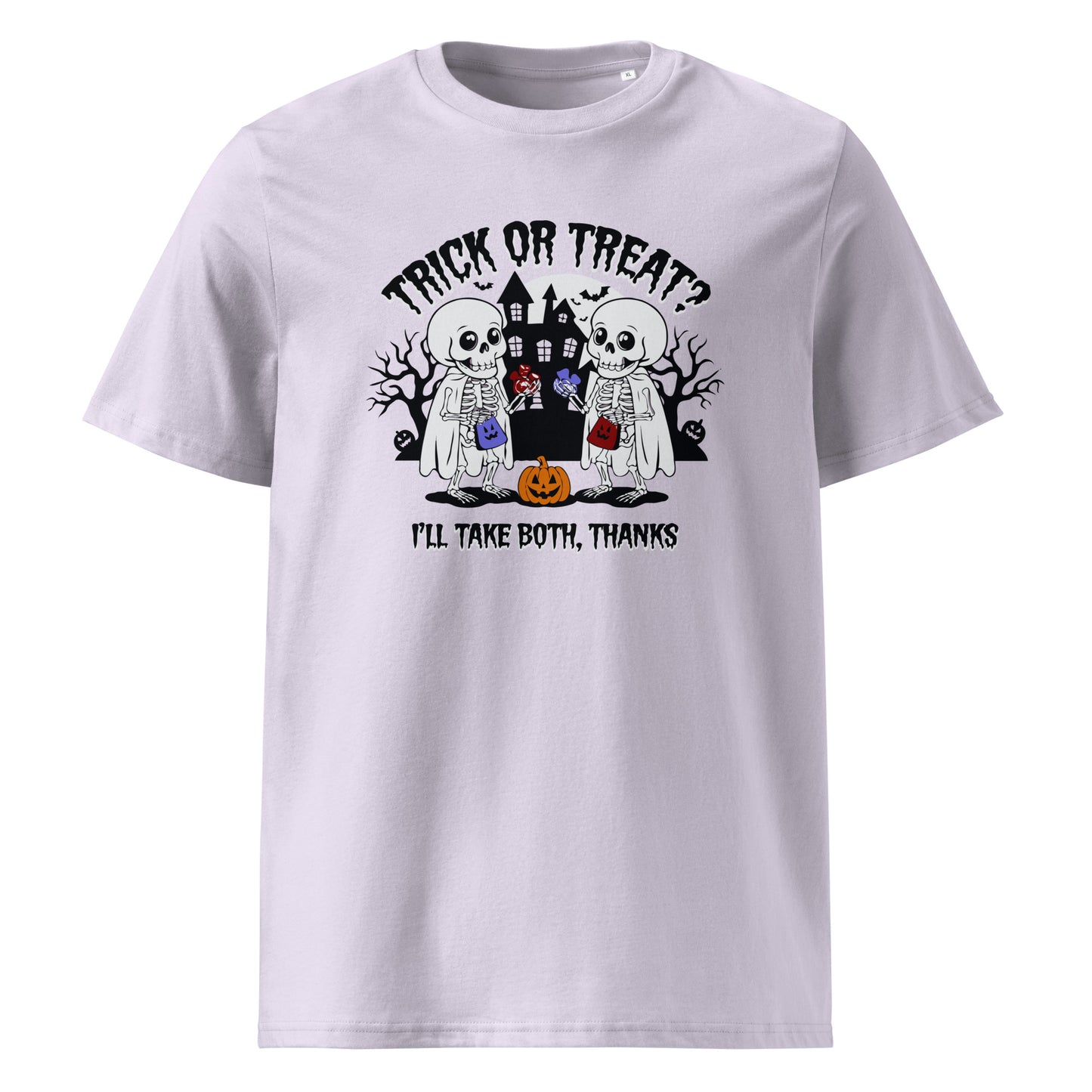 Unisex organic cotton t-shirt "Trick or treat, i'll take bot, thanks"