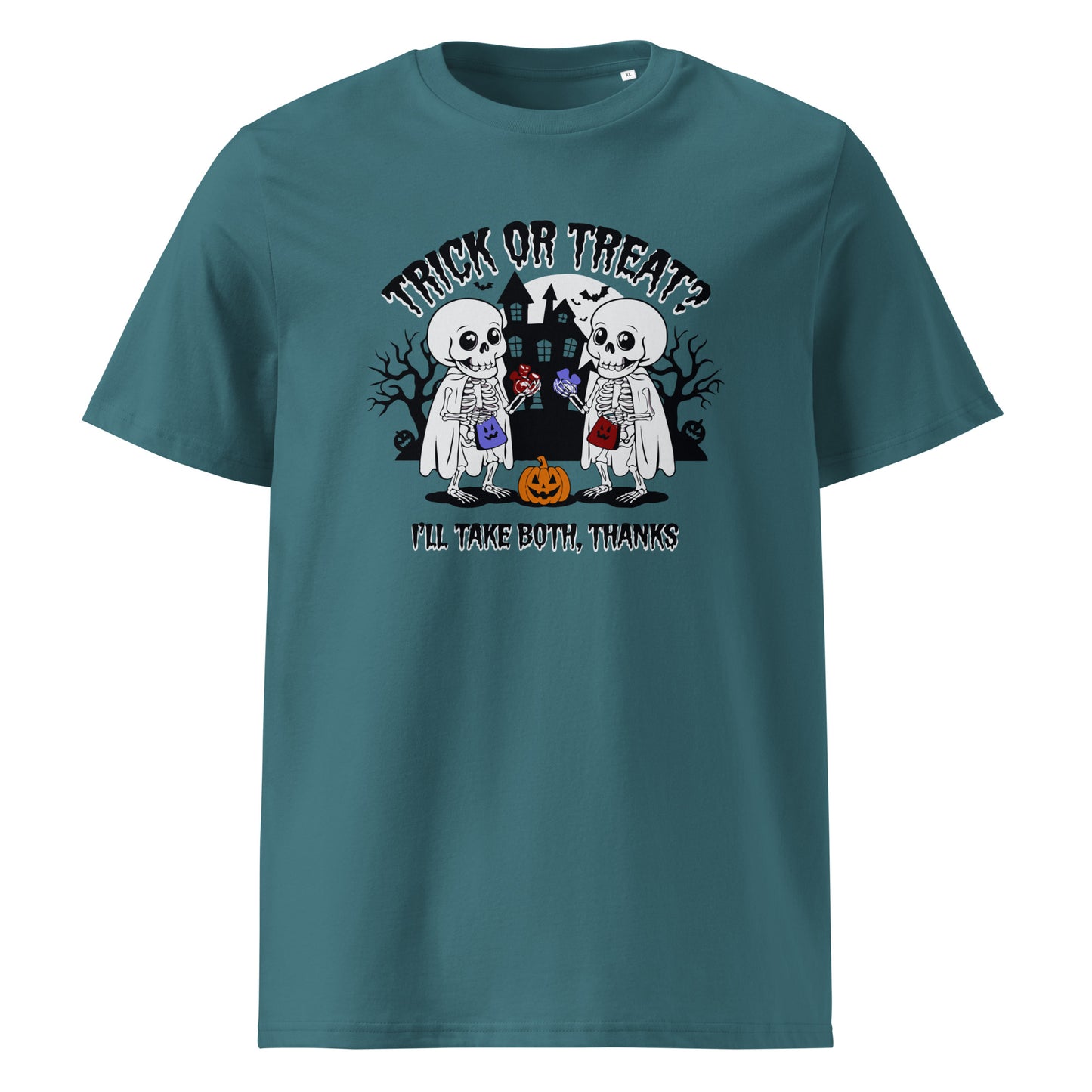 Unisex organic cotton t-shirt "Trick or treat, i'll take bot, thanks"