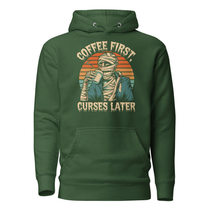 Unisex Premium Hoodie "Coffee First, Curse Later"