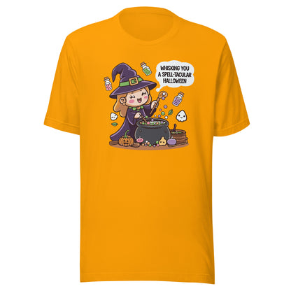 Unisex t-shirt "whisking you a spell-tacular halloween"