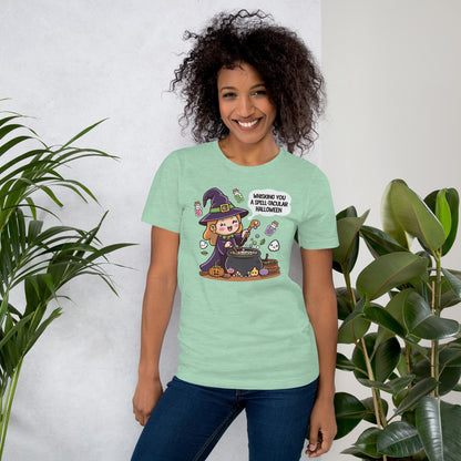 Unisex t-shirt "whisking you a spell-tacular halloween"